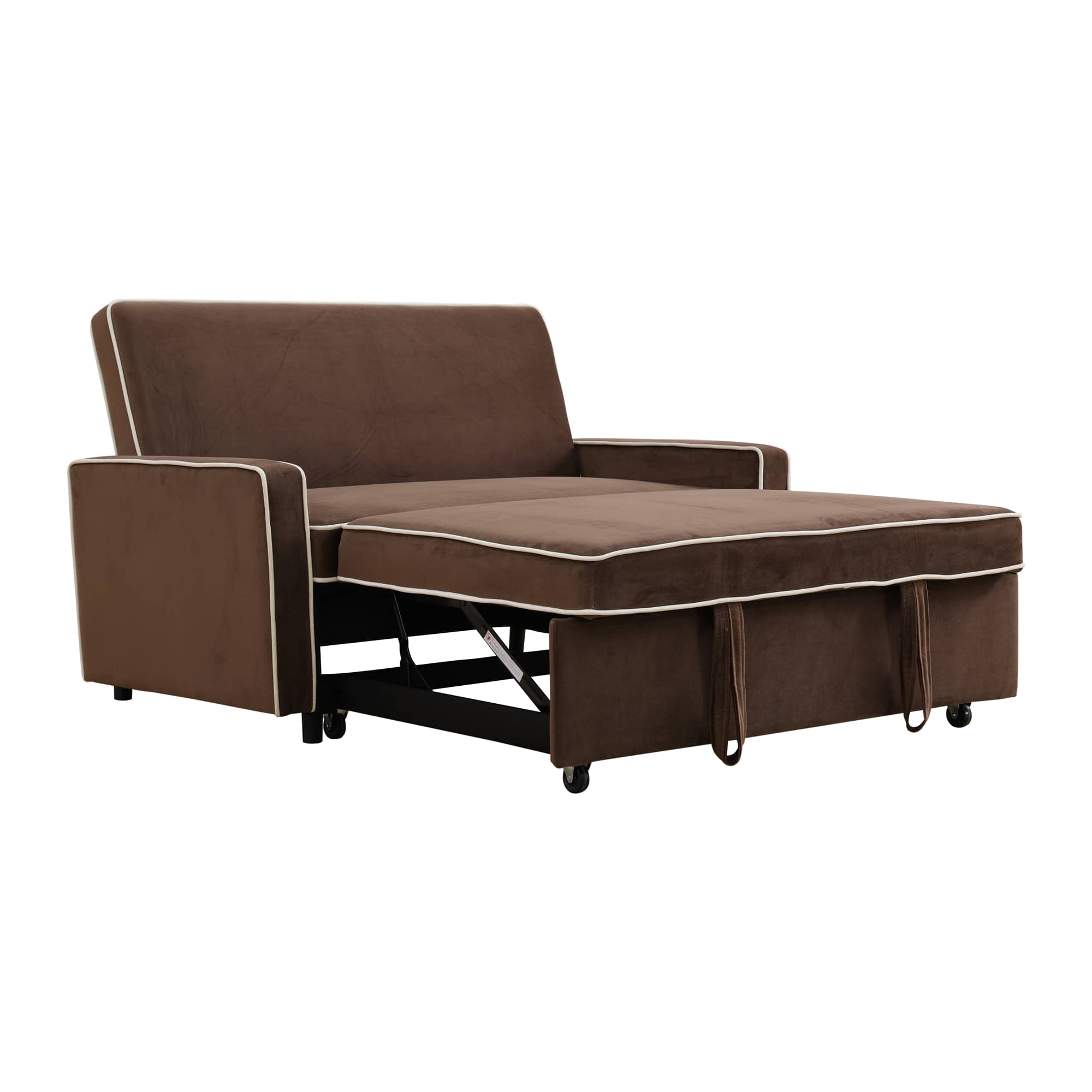 Ainehome Brown Flannel 1-Piece Living Room Sofabed