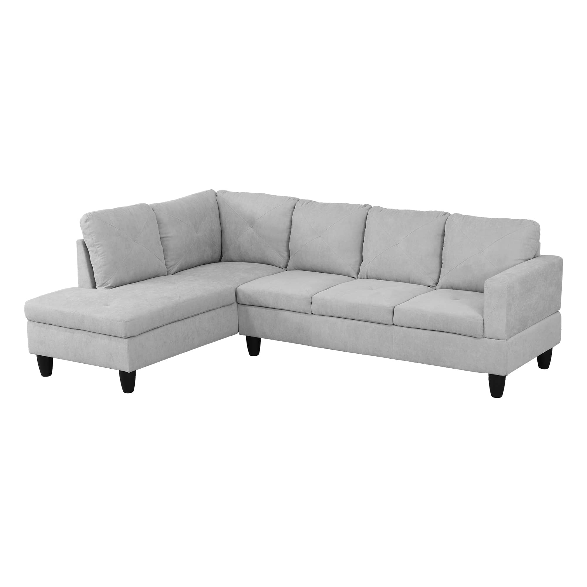 Ainehome Grey White Flannelette L-Shaped Living Room Sofa Set