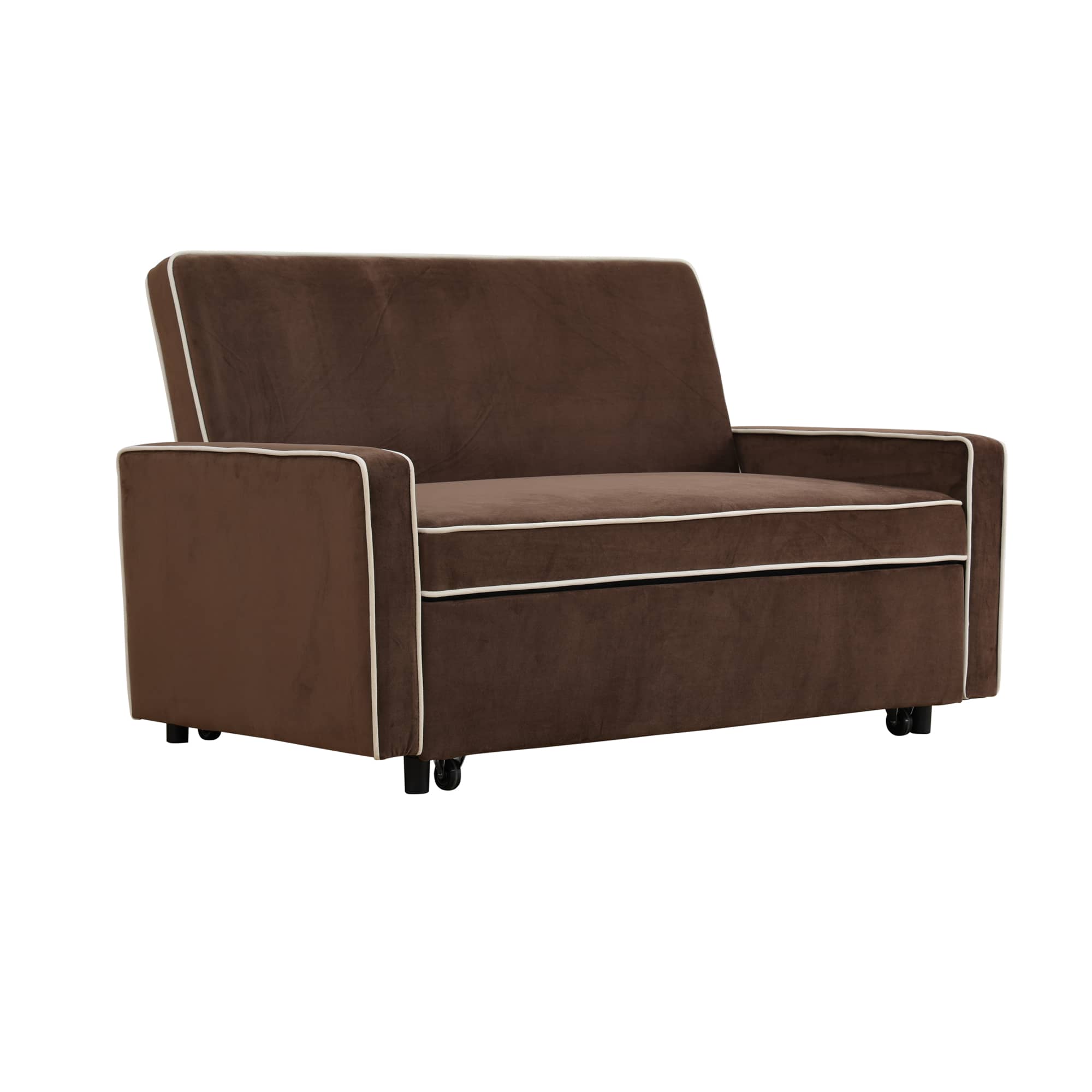 Ainehome Brown Flannel 1-Piece Living Room Sofabed