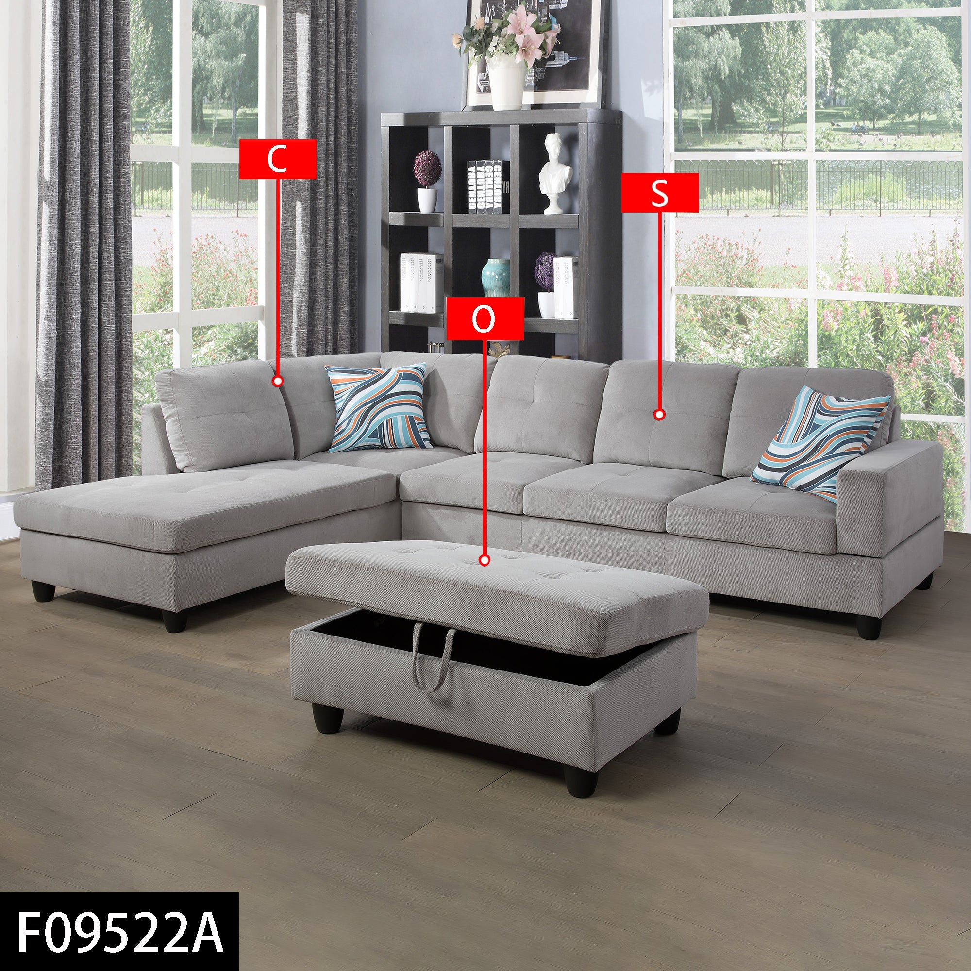 Ainehome 3-teiliges Sofa-Set aus Cord in Off-White