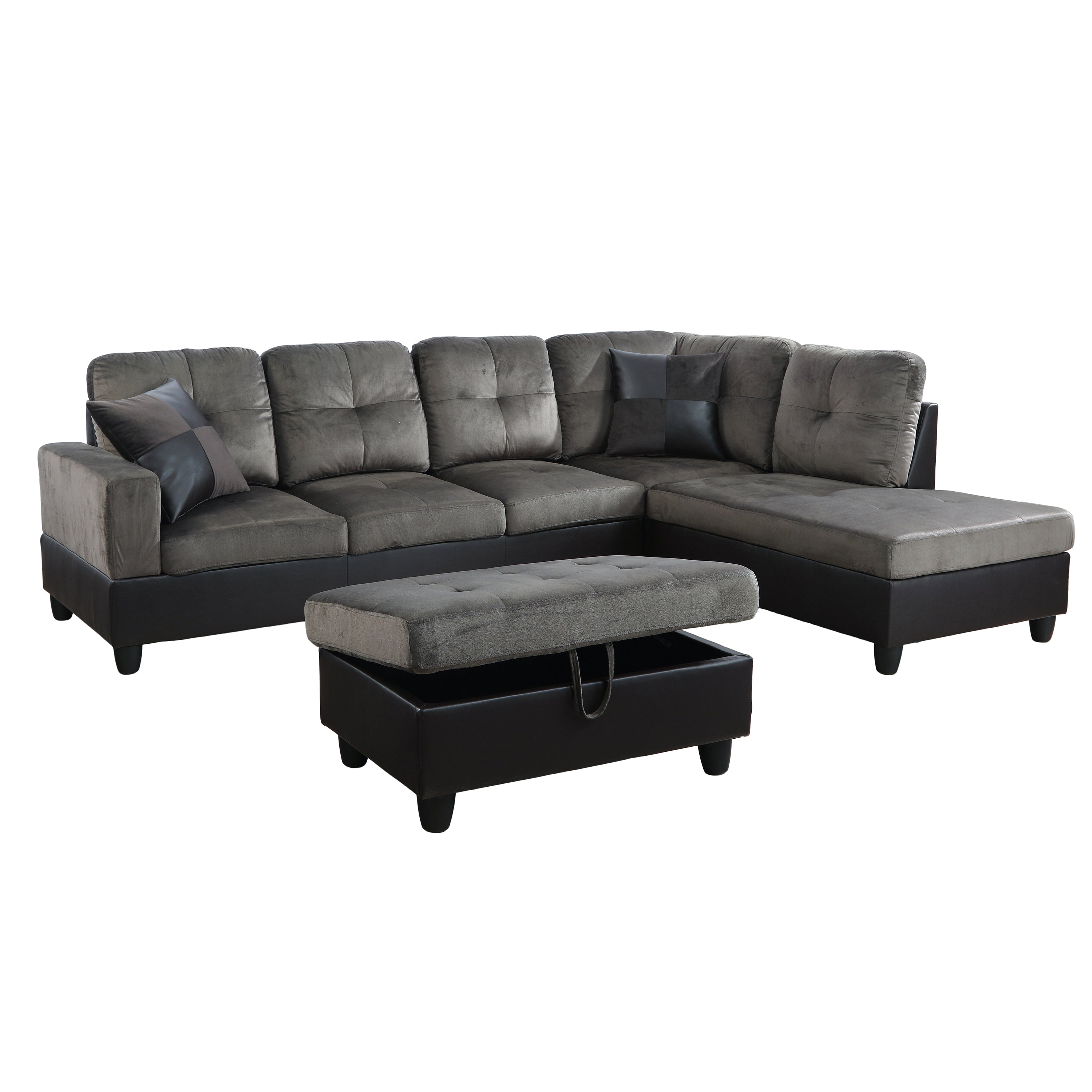 Ainehome L-förmiges Sofa-Set aus Flanell in Taupe