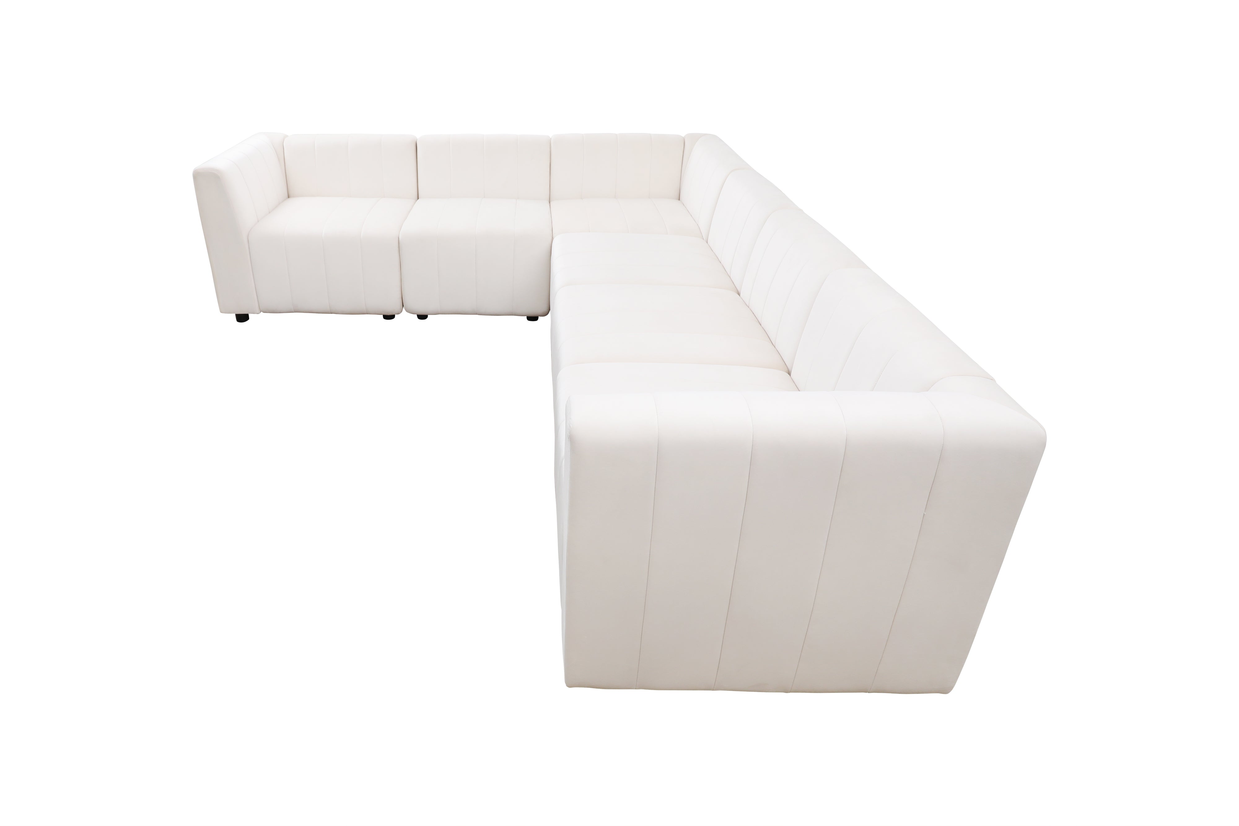 Ainehome White Microfiber 6-Piece Living Room L-Shaped Sofa Set