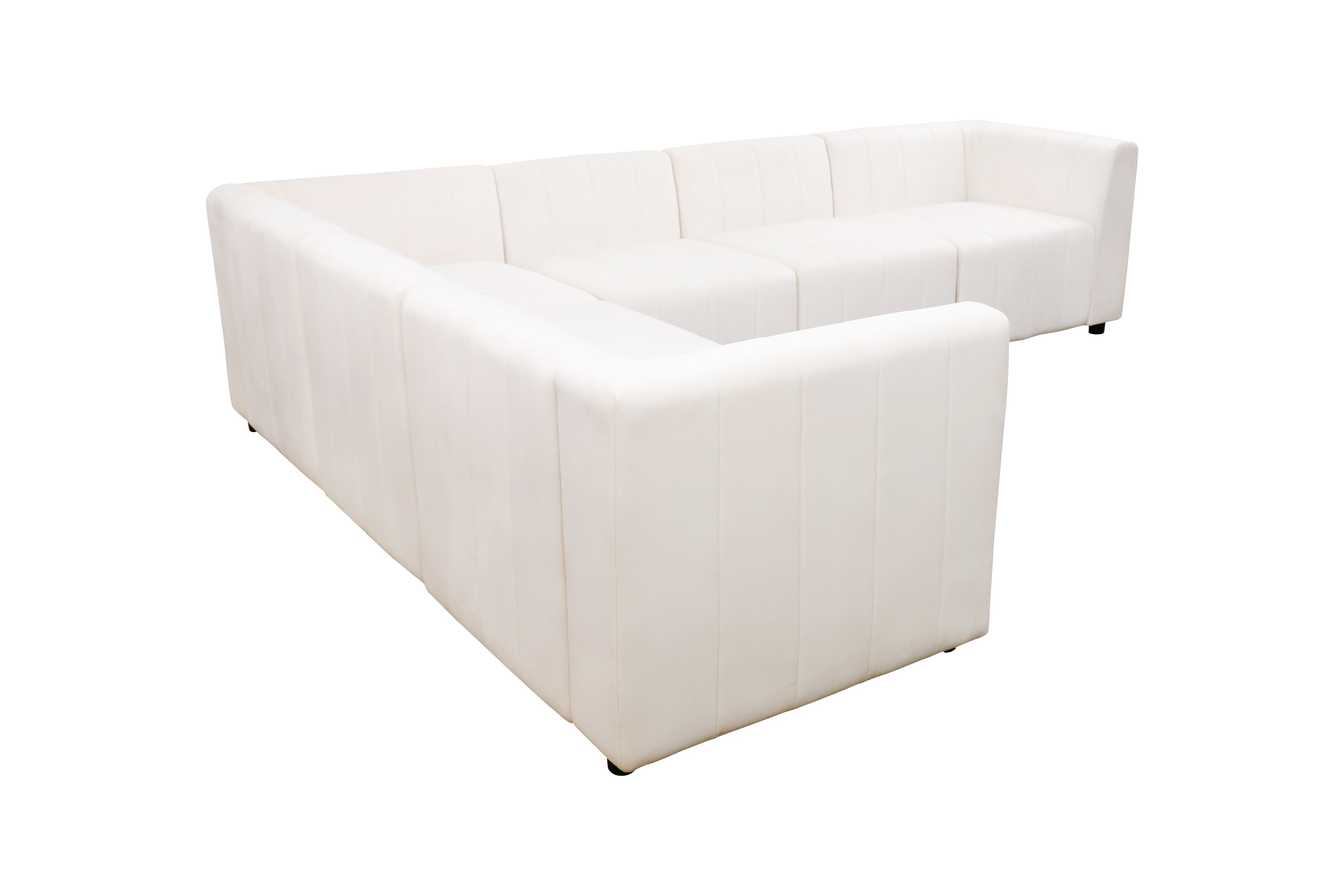 Ainehome White Microfiber 6-Piece Living Room L-Shaped Sofa Set