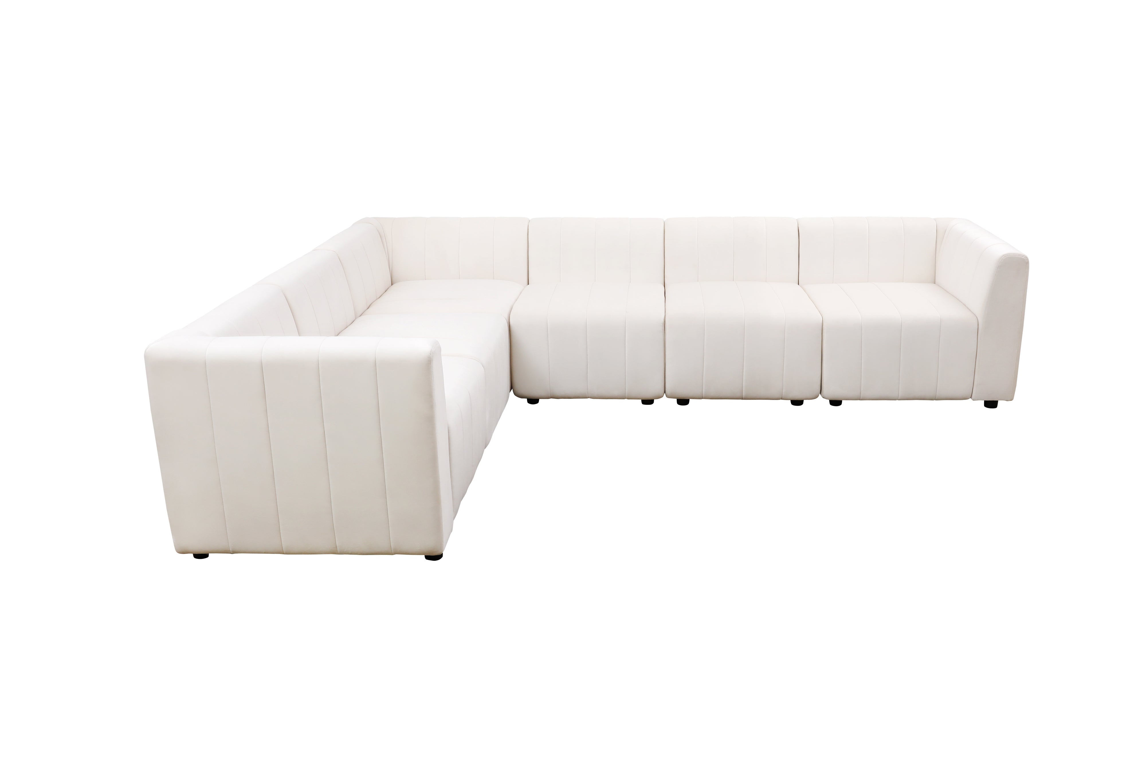 Ainehome White Microfiber 6-Piece Living Room L-Shaped Sofa Set