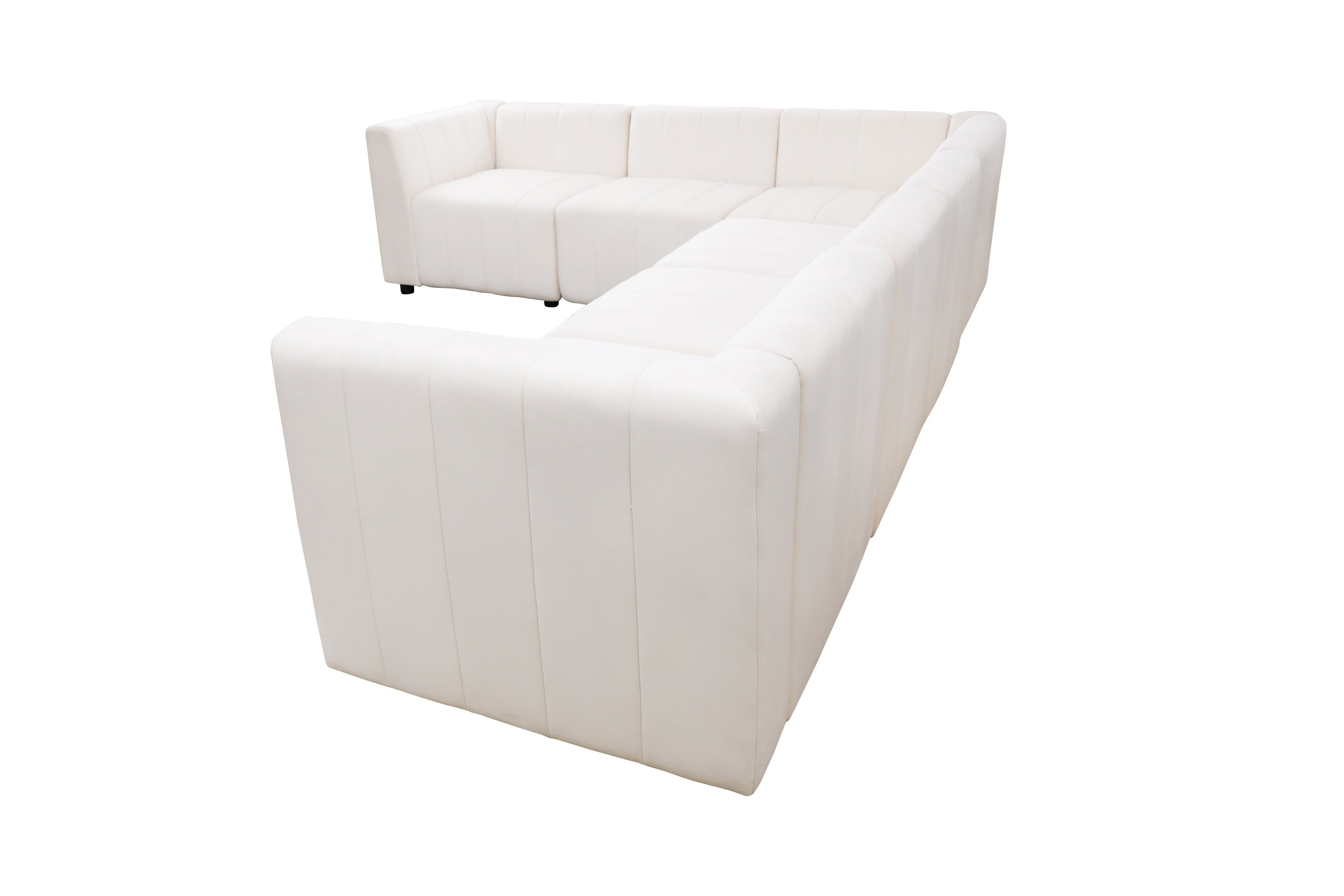 Ainehome White Microfiber 6-Piece Living Room L-Shaped Sofa Set